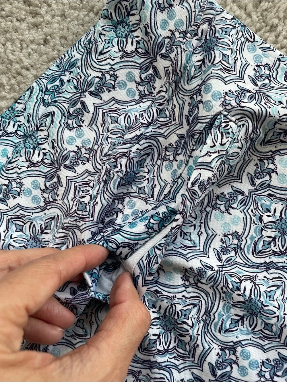 PGA Tour Blue White Motif Print High Rise Athletic Golf Skort Size Small
